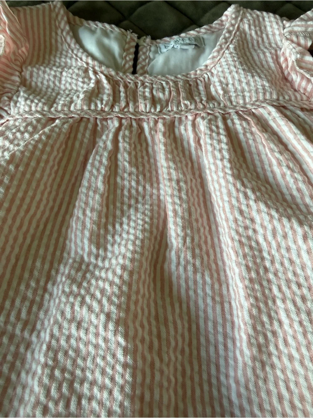 Girls Light Pink Seersucker Pajama Set —